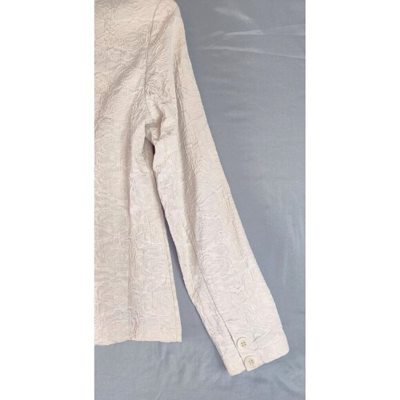 Embossed Appleseeds Blazer Off-White Floral Cottage Core Boho Shabby Chic Career - Picture 8 of 13